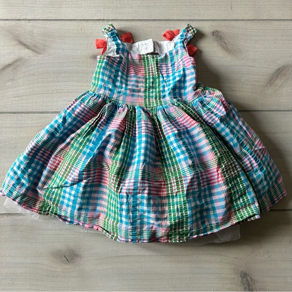 Janie and Jack Plaid Gingham Sundress in Blue, Green, Pink